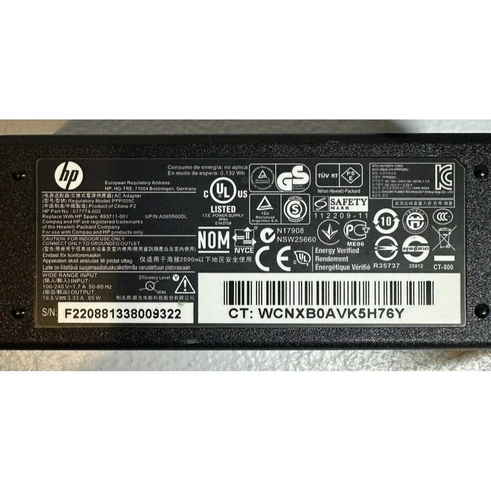HP 677774-002 Laptop Power Adapter - Power Cord